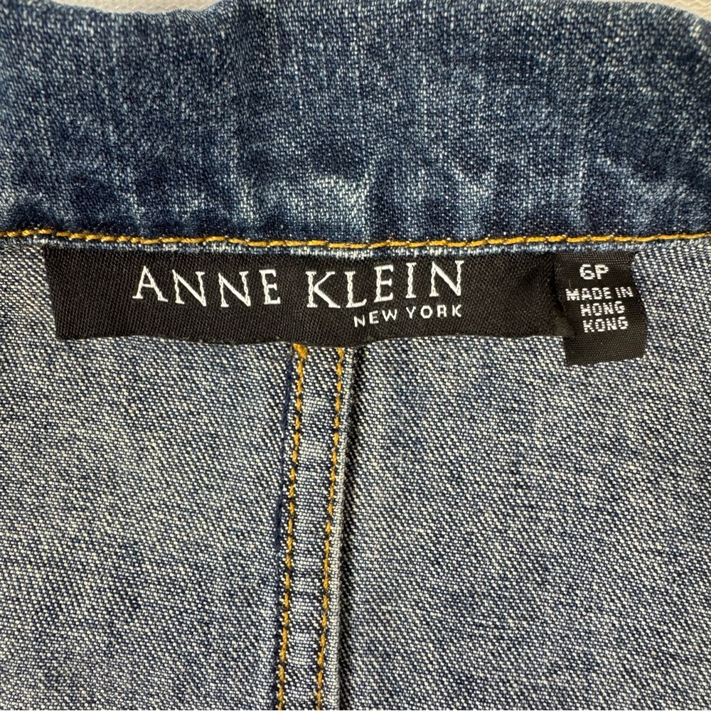 Anne Klein vintage denim tailored denim blazer, Bloomingdale’s y2kSz 6 Petite - Picture 5 of 17